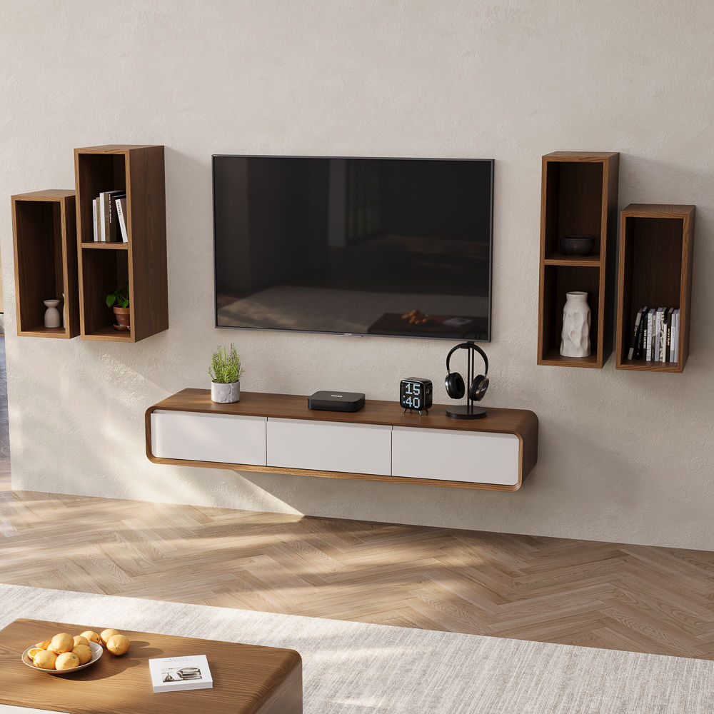 Dark Wood & White MDF TV Stands