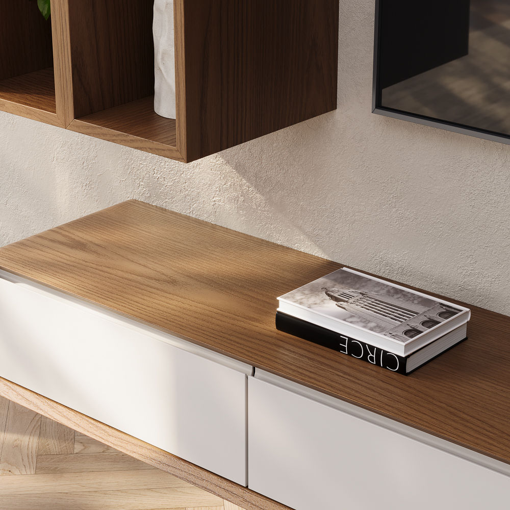 Dark Wood & White MDF TV Stands