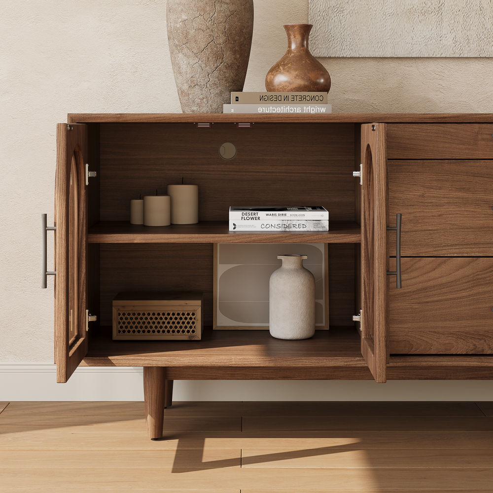 Partly Assemble Walnut Color MDF  TV Stands