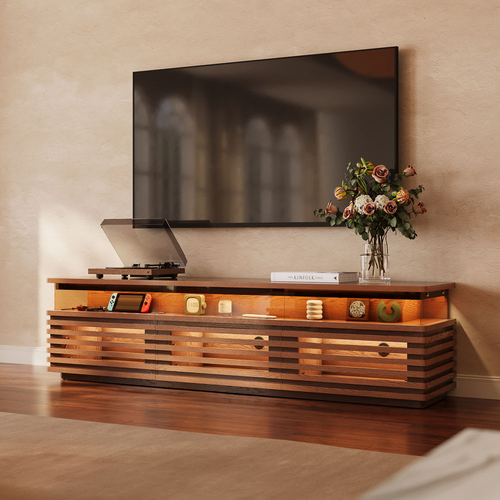Wood Walnut Color Engineered Wood TV Stands