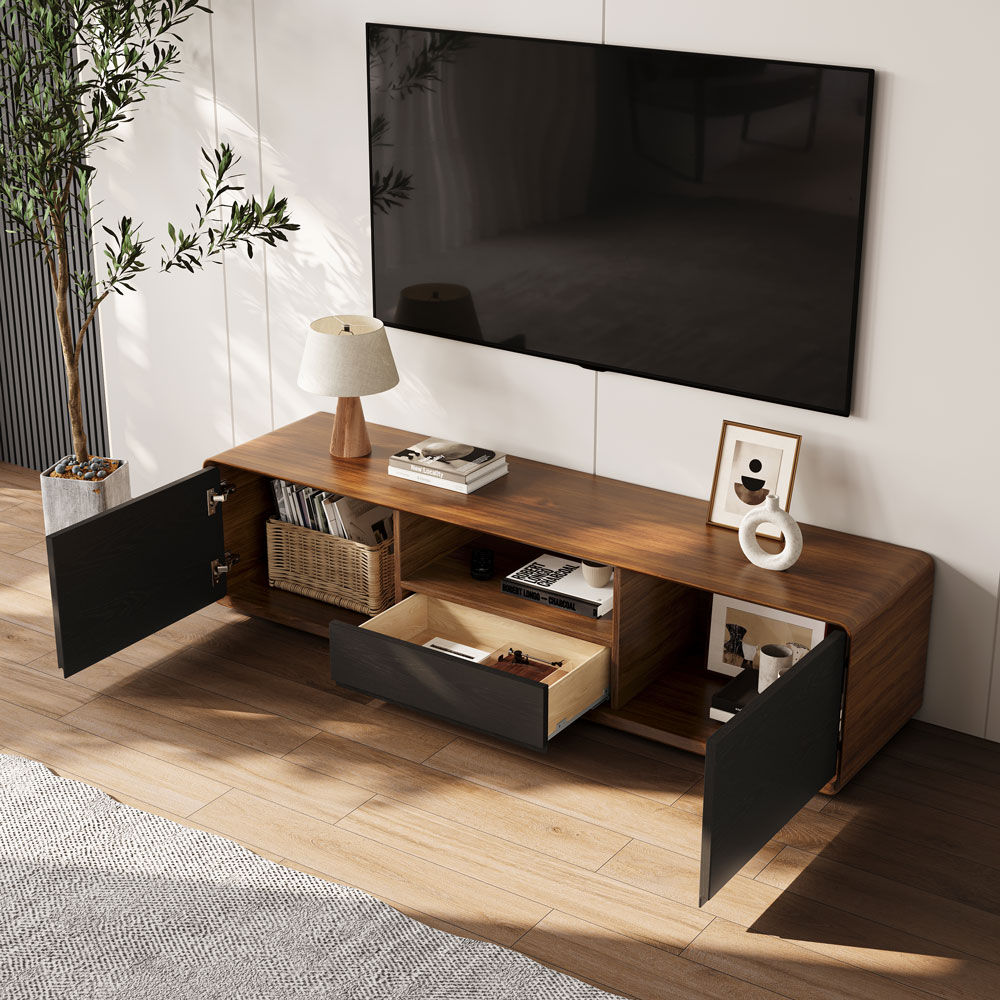 Dark Wood & Black MDF TV Stands