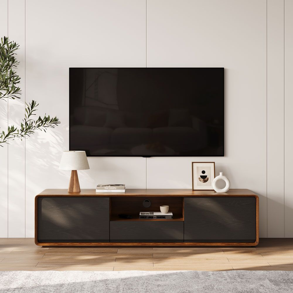 Dark Wood & Black MDF TV Stands