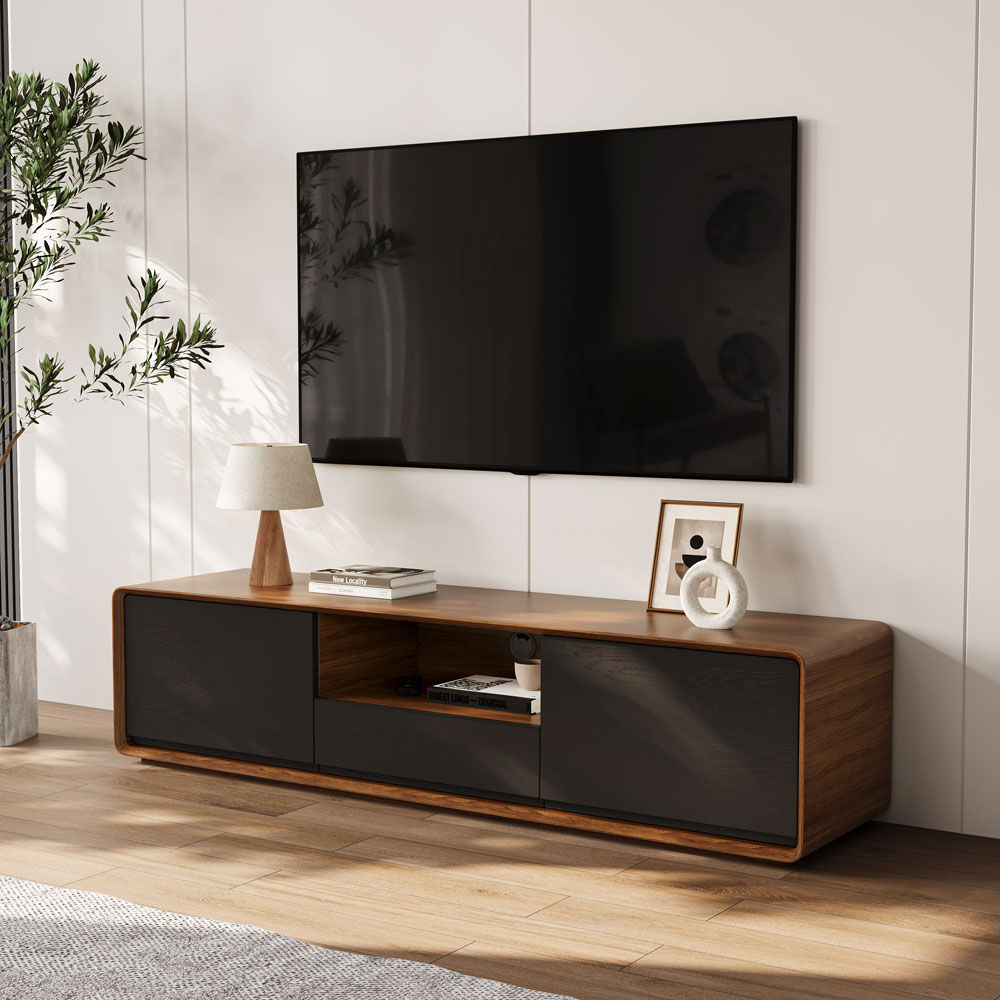 Dark Wood & Black MDF TV Stands