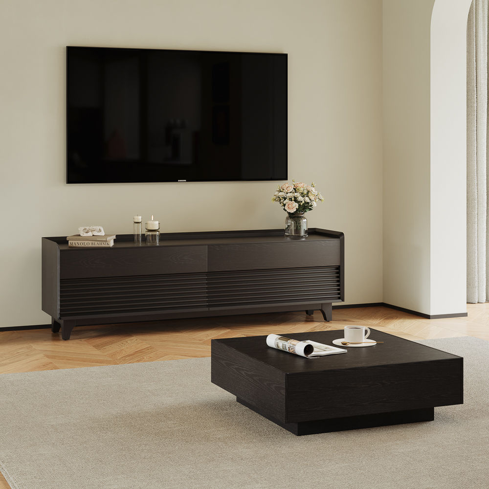 Living Room Black Plywood TV Stands