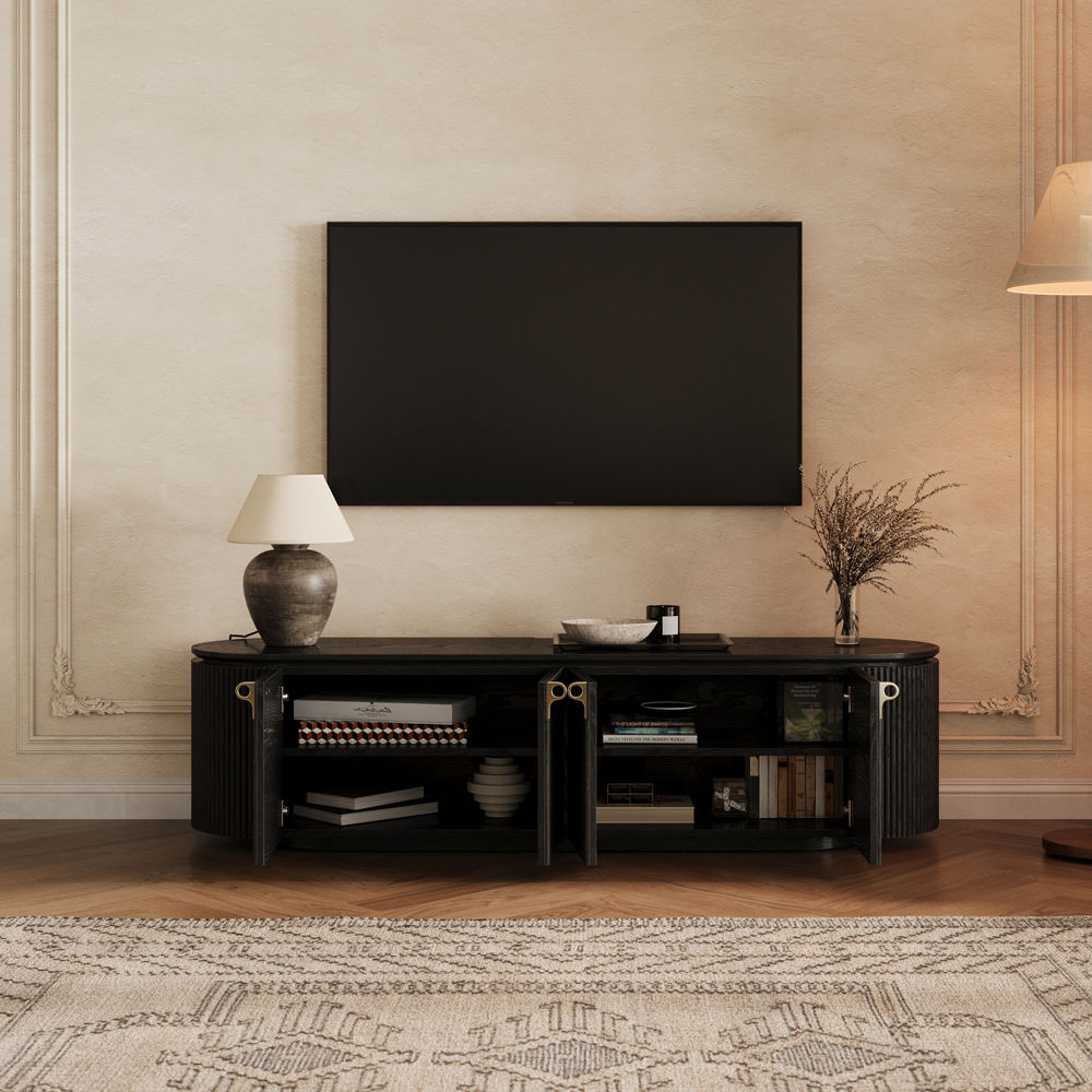 Mid Century Modern Black Plywood TV Stands