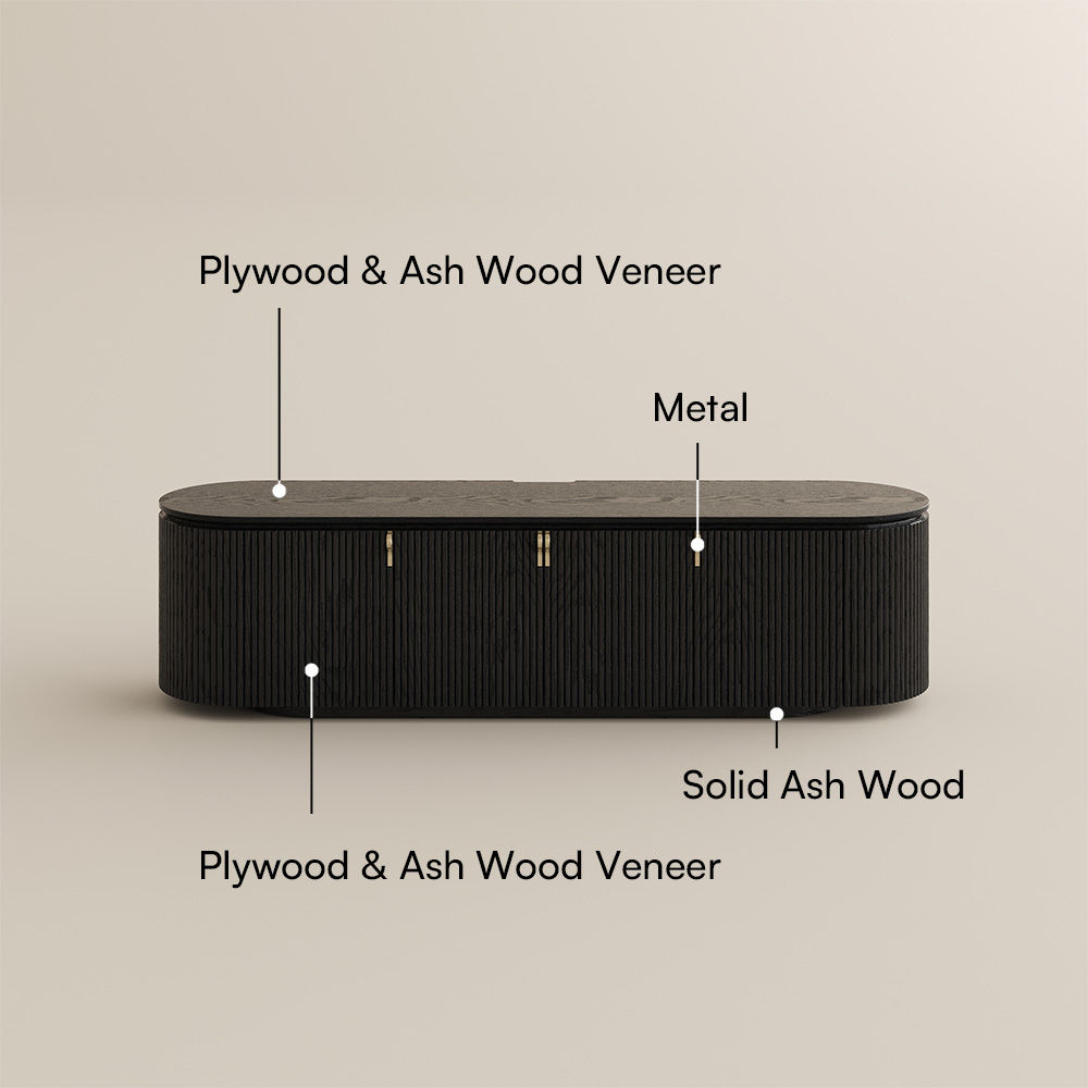 Walnut Color Black Plywood TV Stands