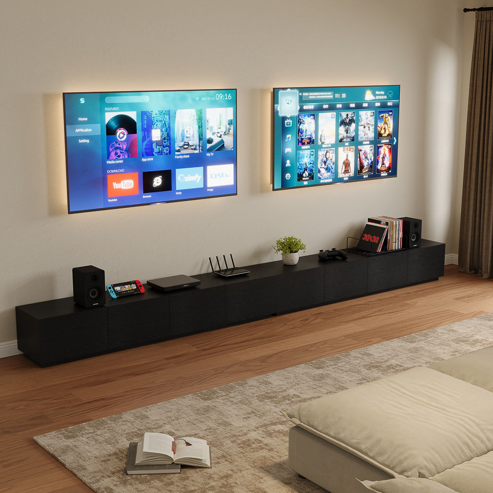 On the Ground Black MDF TV Stands