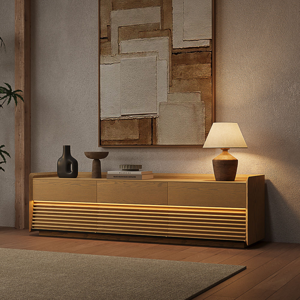 with Drawers Oak Plywood TV Stands