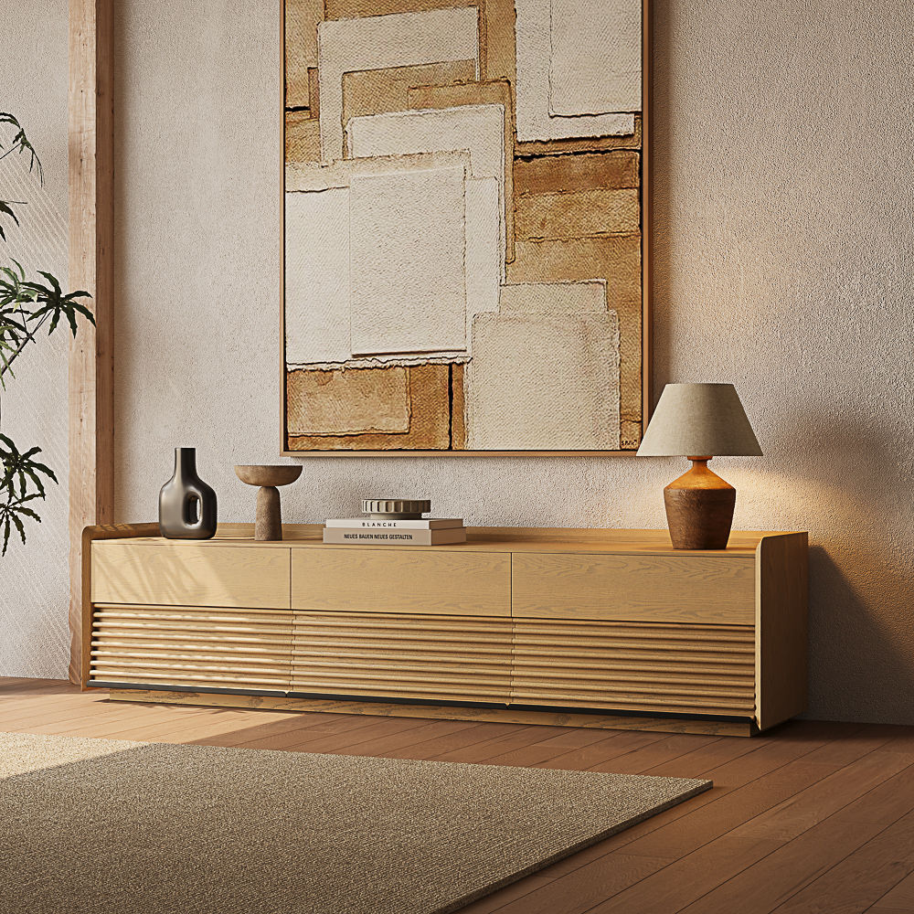 Low Oak Plywood TV Stands