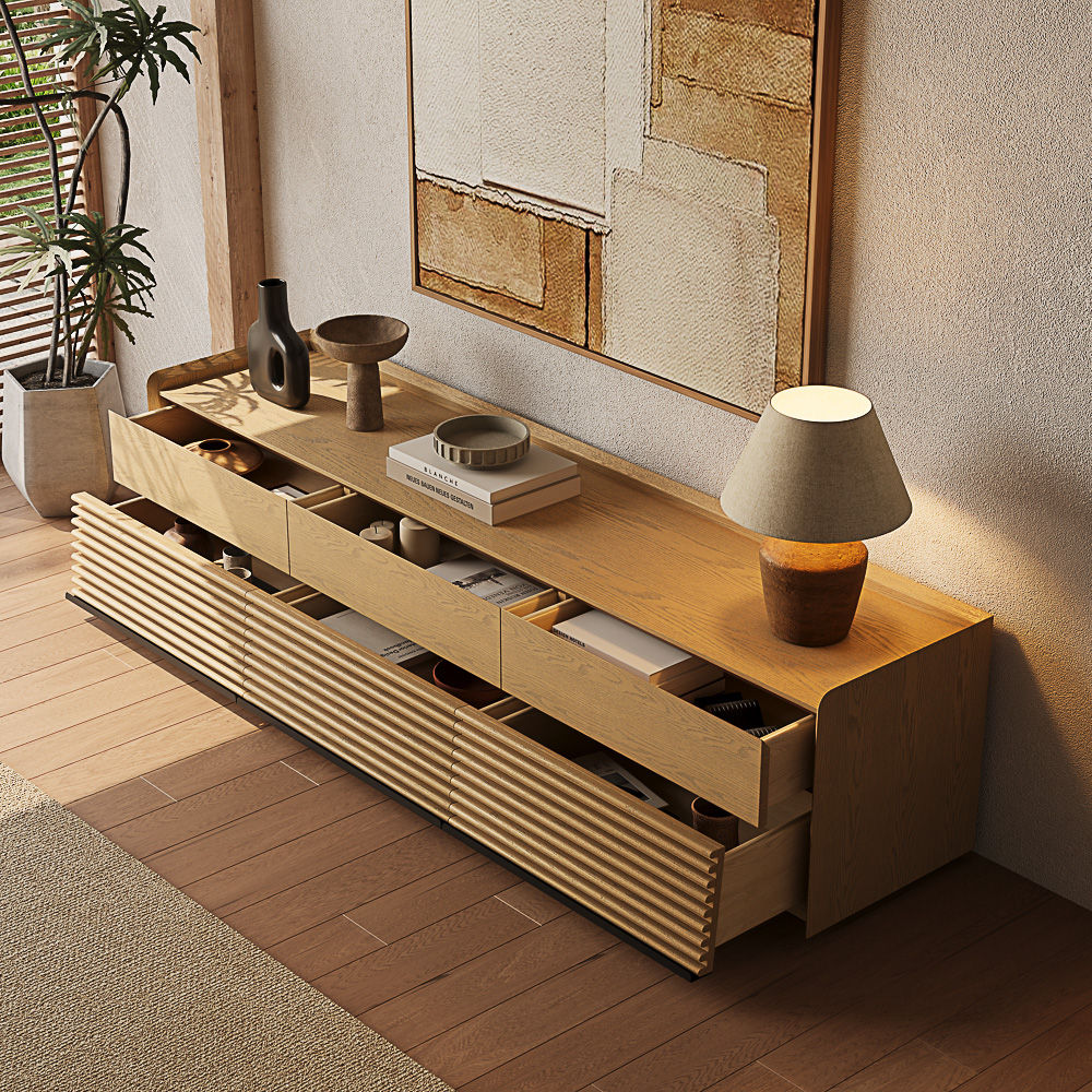Fully Assemble Oak Plywood TV Stands