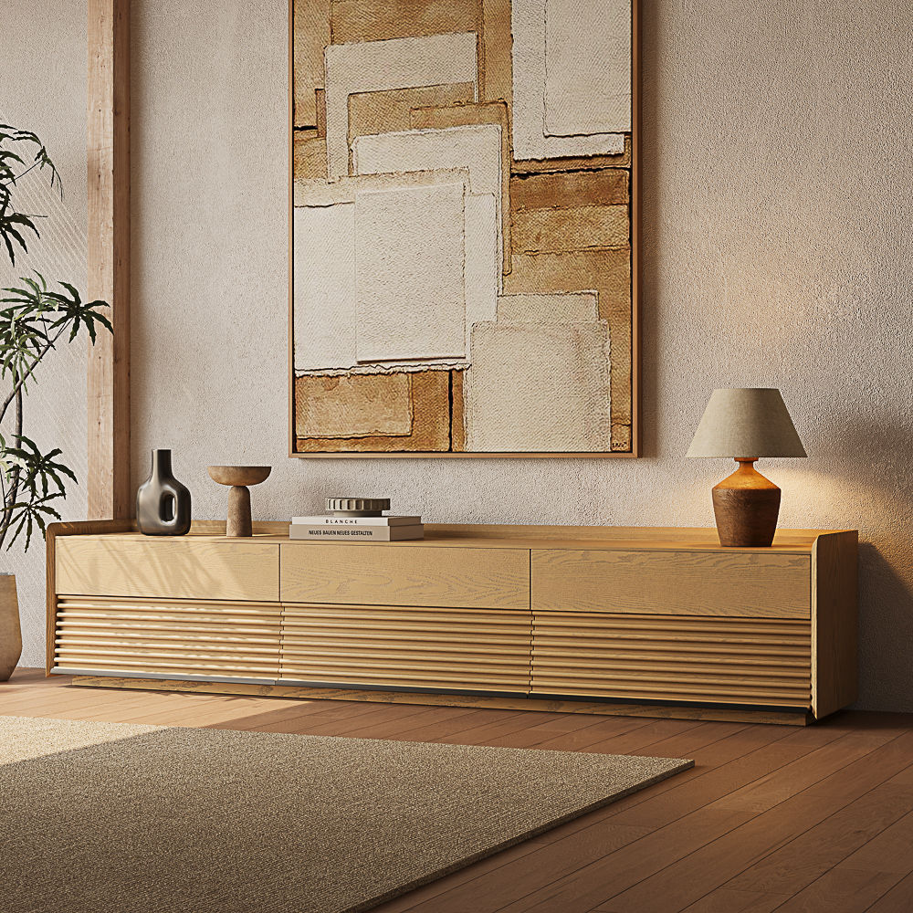 Low Oak Plywood TV Stands