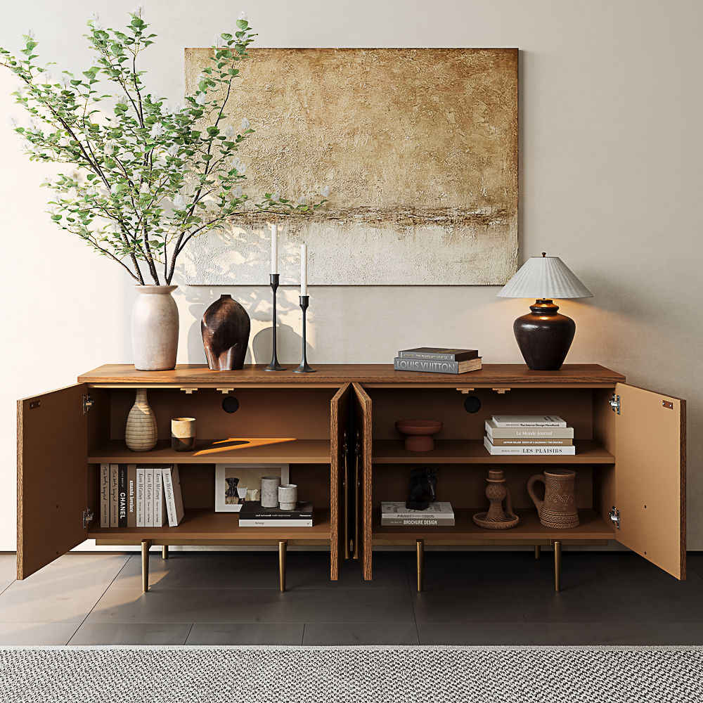 with Storage Walnut Color MDF TV Stands