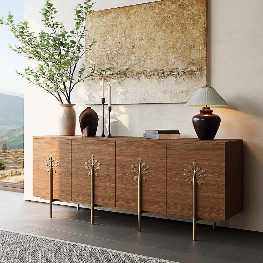 Partly Assemble Walnut Color MDF TV Stands