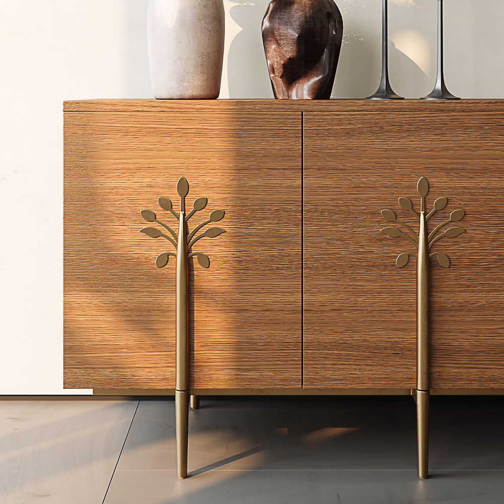 with Cabinets Walnut Color MDF TV Stands