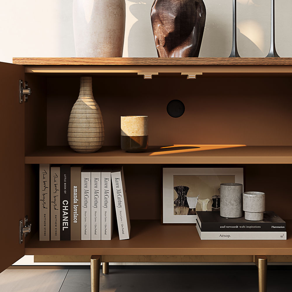 Wood Walnut Color MDF TV Stands