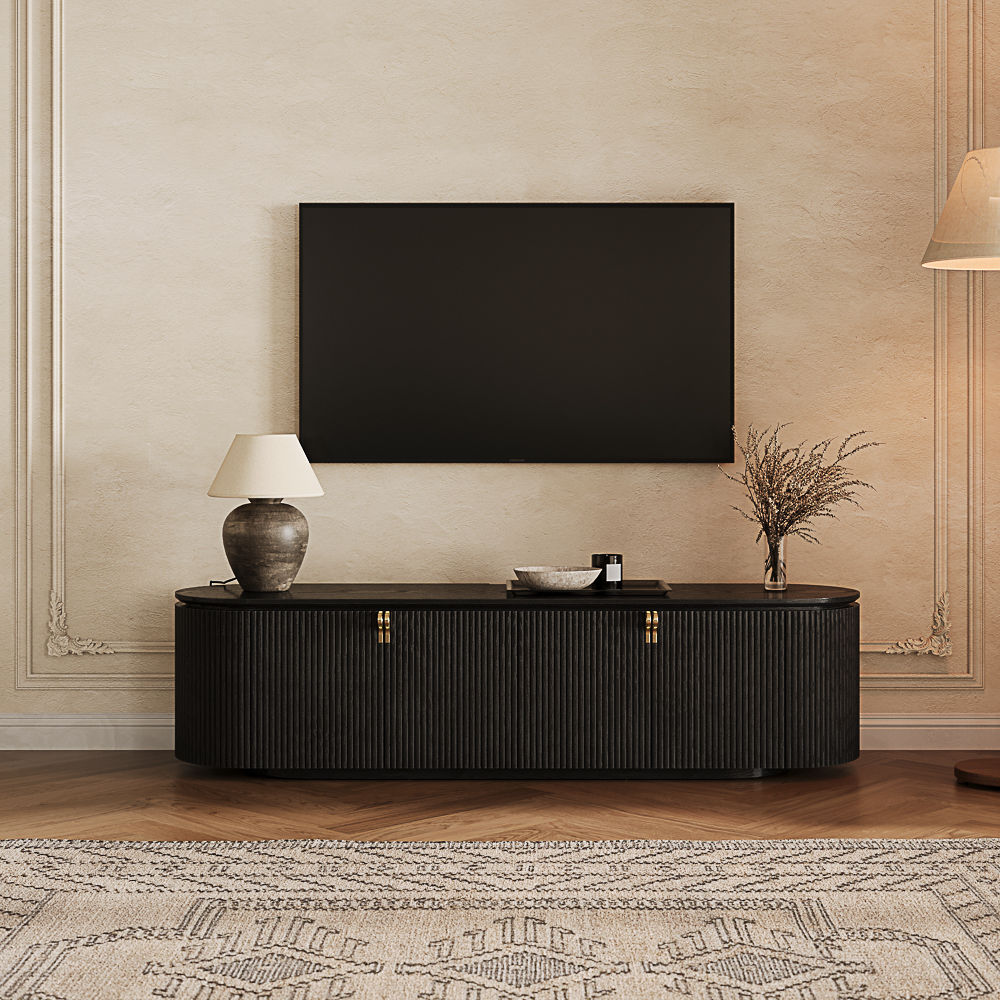 Mid Century Modern Black Plywood TV Stands