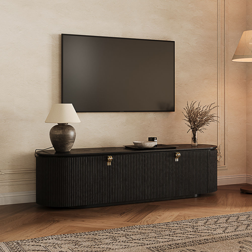 with Storage Black Plywood TV Stands
