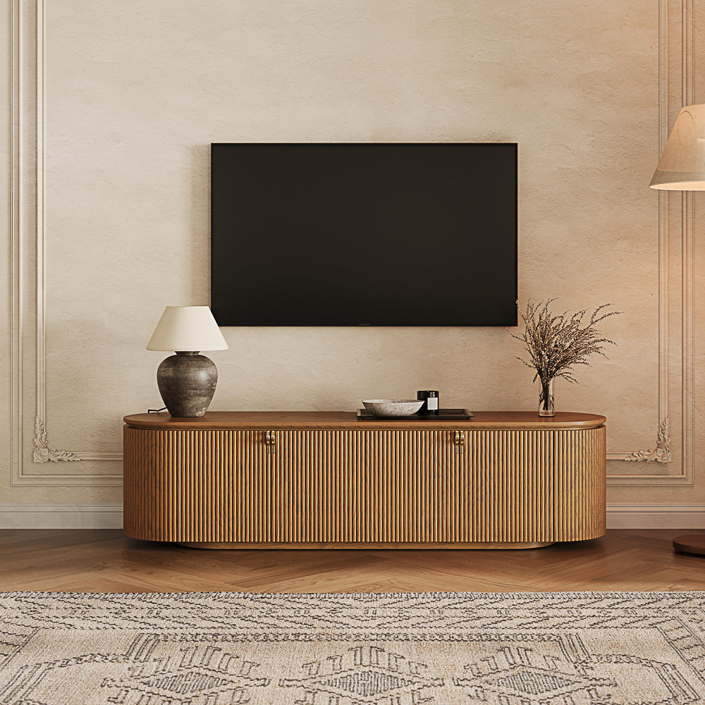 Mid Century Modern Walnut Color Plywood TV Stands