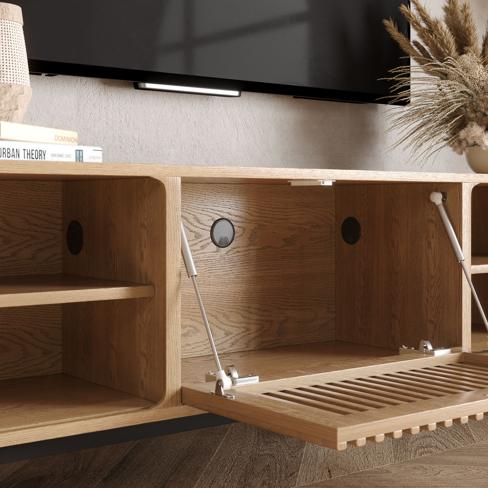 Mid Century Modern Oak Plywood TV Stands