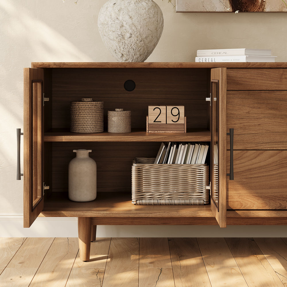 Perfect for 85 Inch TV Walnut Color MDF TV Stands