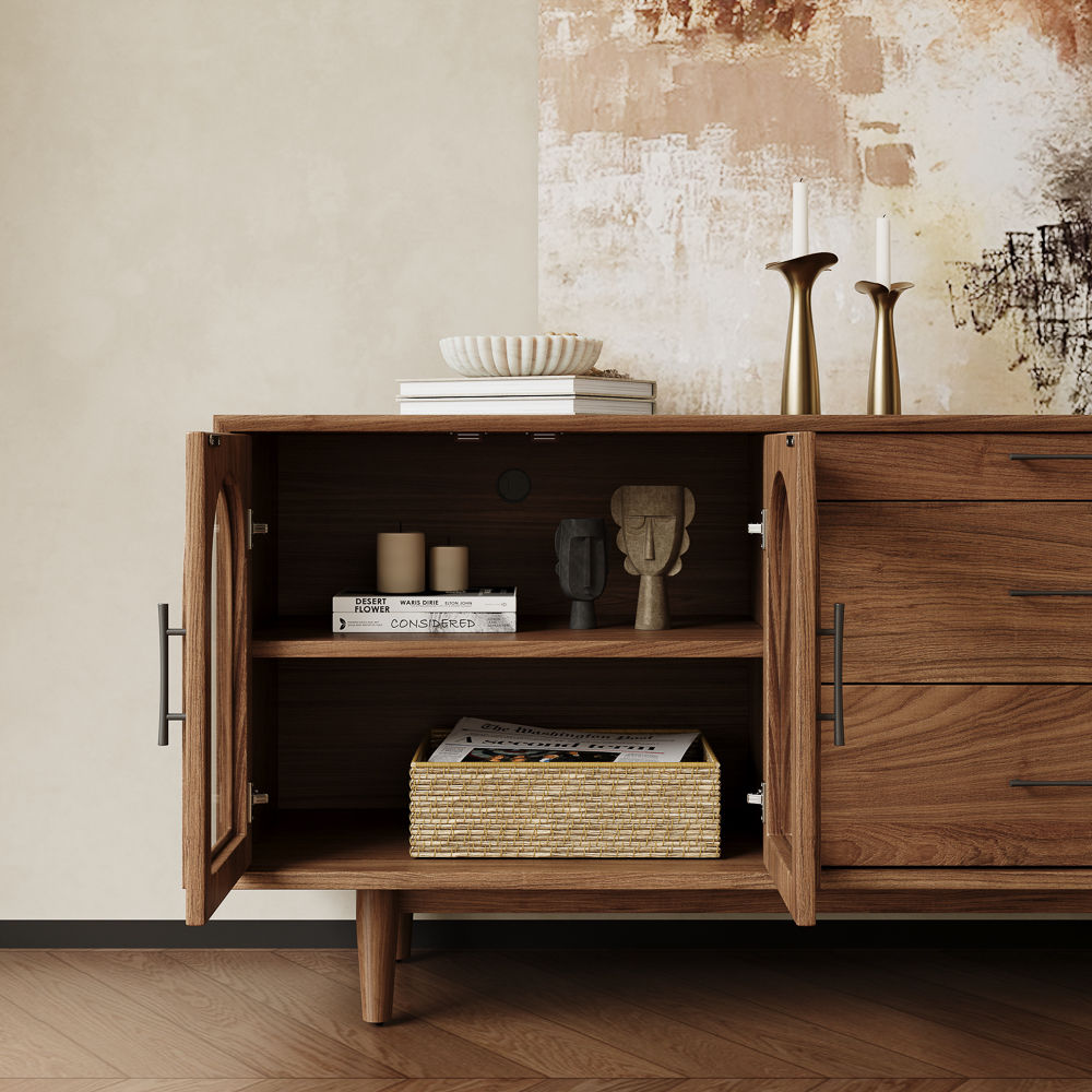 Wood Walnut Color Engineered Wood TV Stands