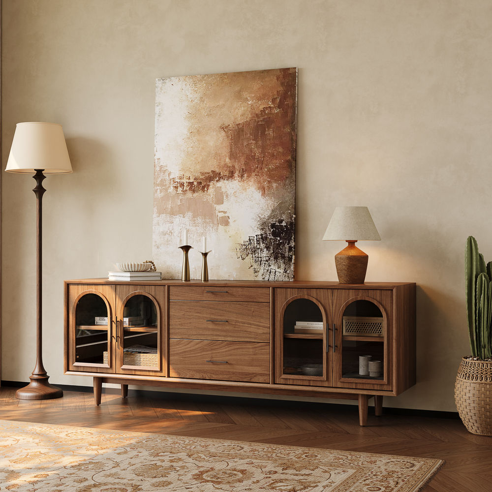 Wood Walnut Color Engineered Wood TV Stands