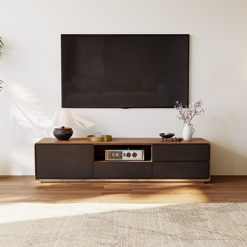 Modern Dark Wood & Black MDF TV Stands