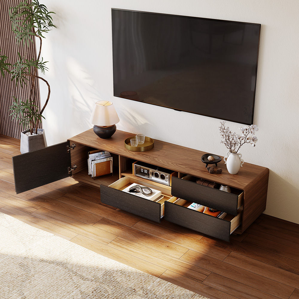 Modern Dark Wood & Black MDF TV Stands