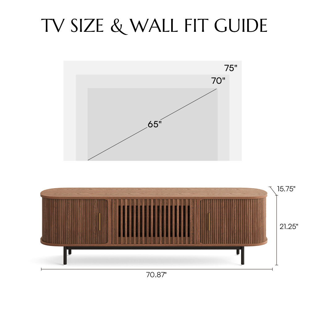 Mid Century Modern Walnut Color Plywood TV Stands