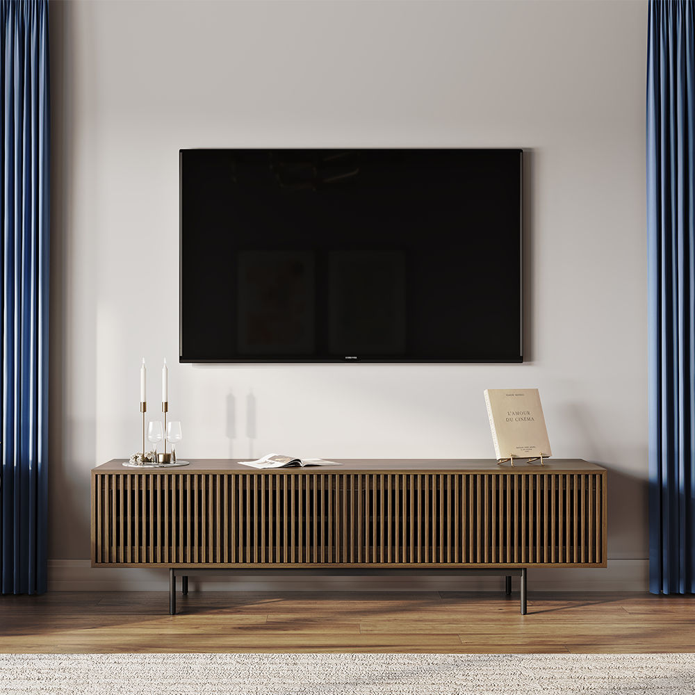 Mid Century Modern Walnut Color MDF TV Stands