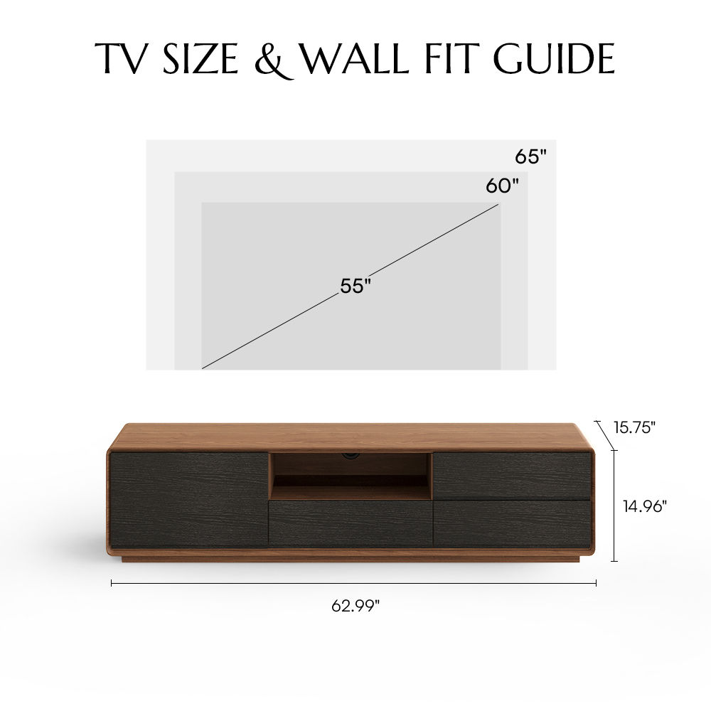 On the Ground Dark Wood & Black MDF TV Stands