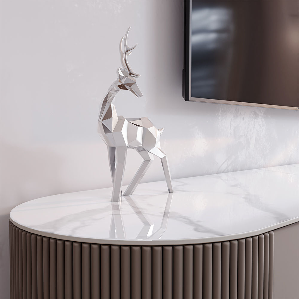 Sintered Stone White & Gray Glossy Sintered Stone TV Stands