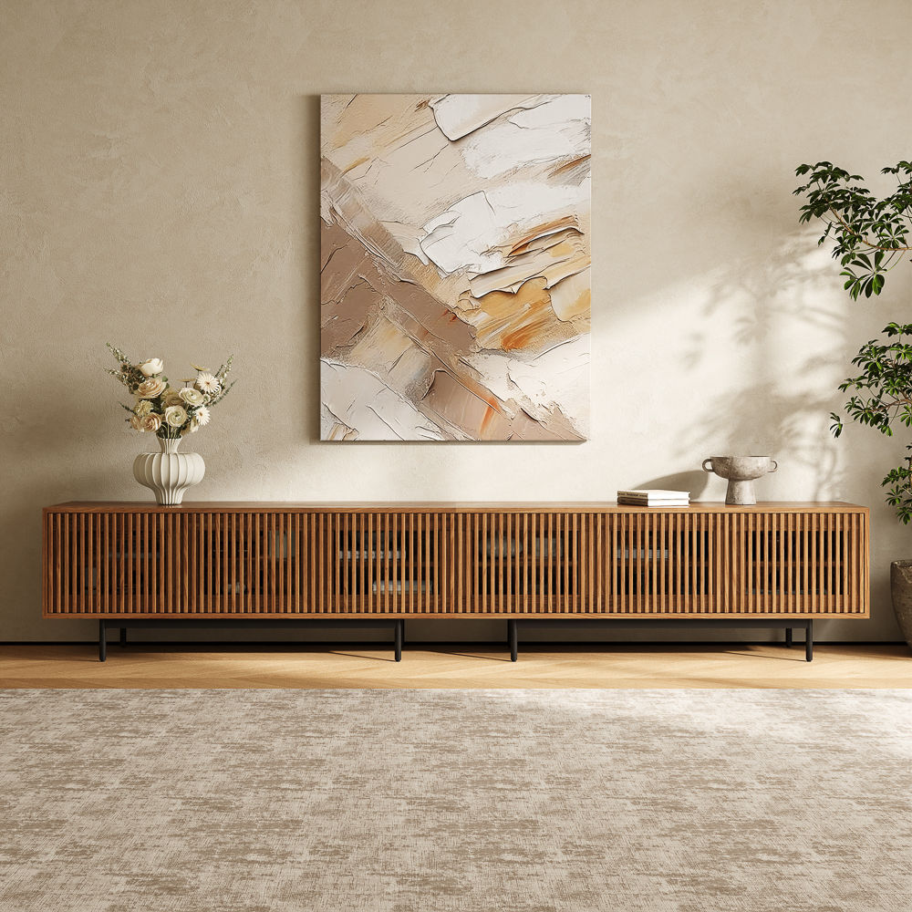 Perfect for 120 Inch TV Walnut Color MDF TV Stands