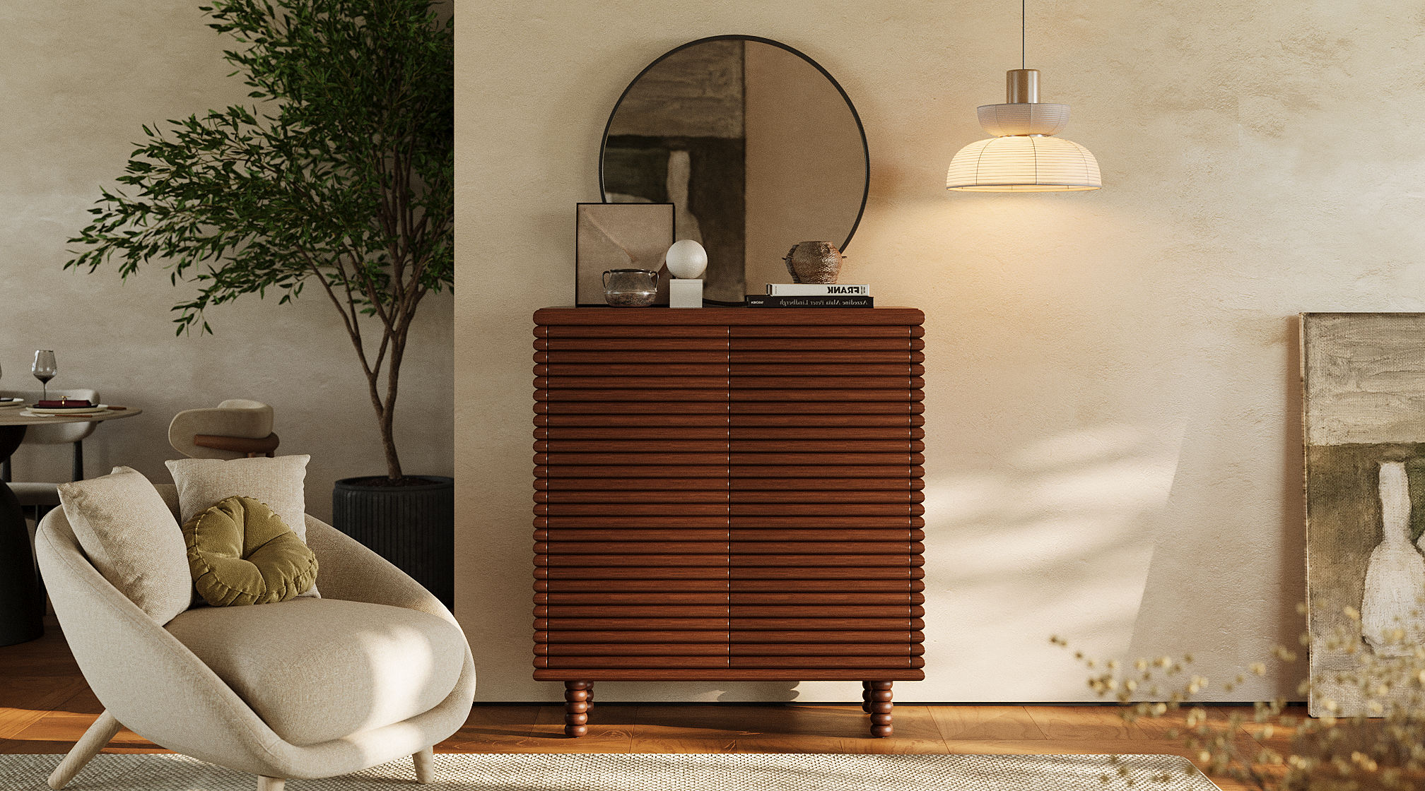 Walnut Mid-Century Storage Cabinet