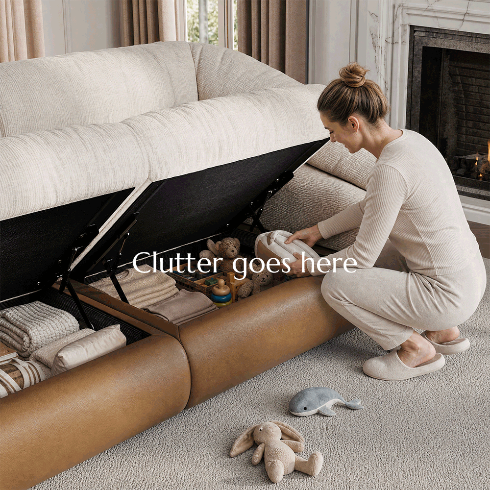 Apartment White Chenille Fabric & Eco-Leather Sofa Set