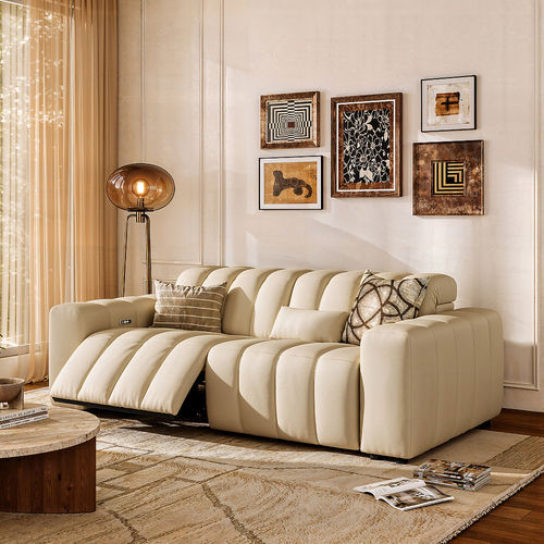 88" Luxury Top-Grain Leather Dual Power Loveseat