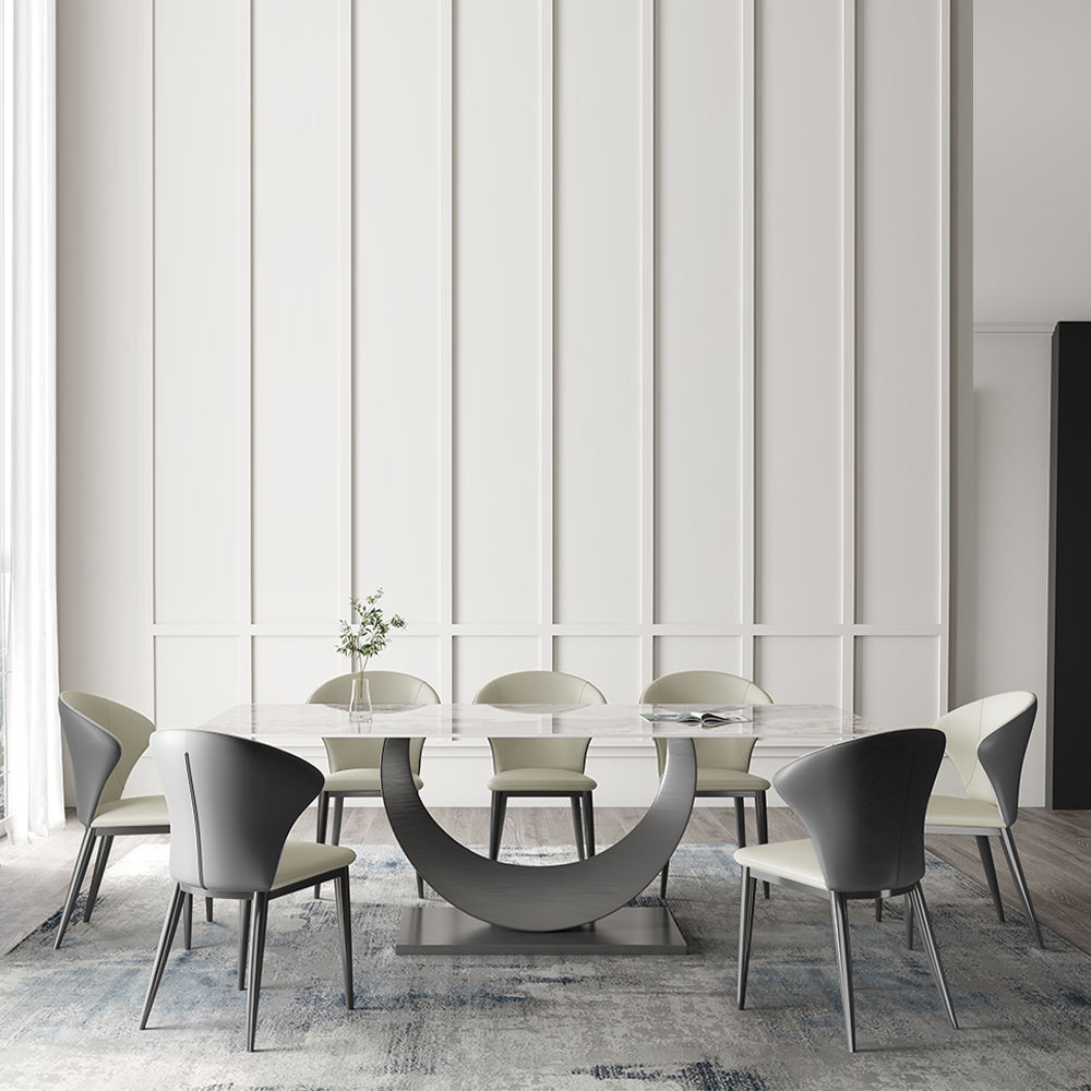 Moderne Gris Foncé Cuir Chaises à manger