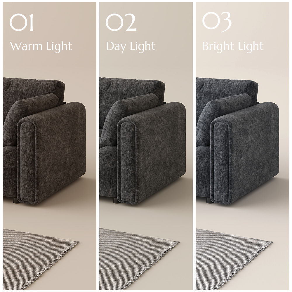 Living Room Black Chenille Sofa Set