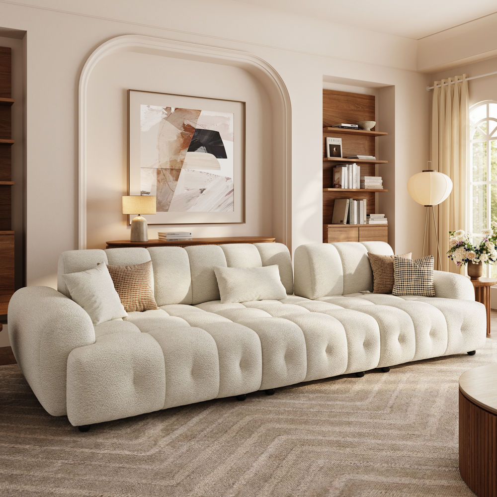 Beige Chenille Modular Sofas