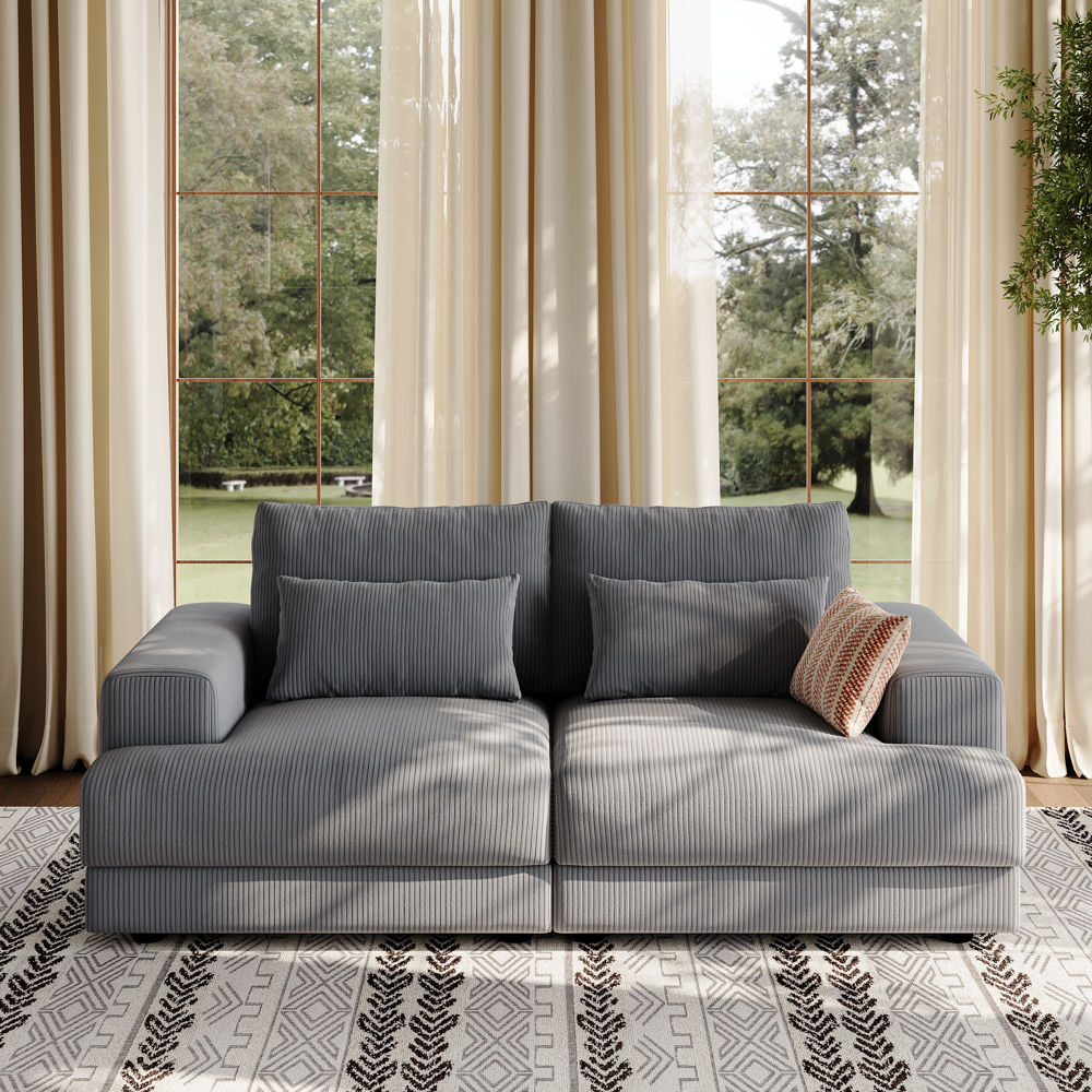 Soft Gray Corduroy Modular Sofas