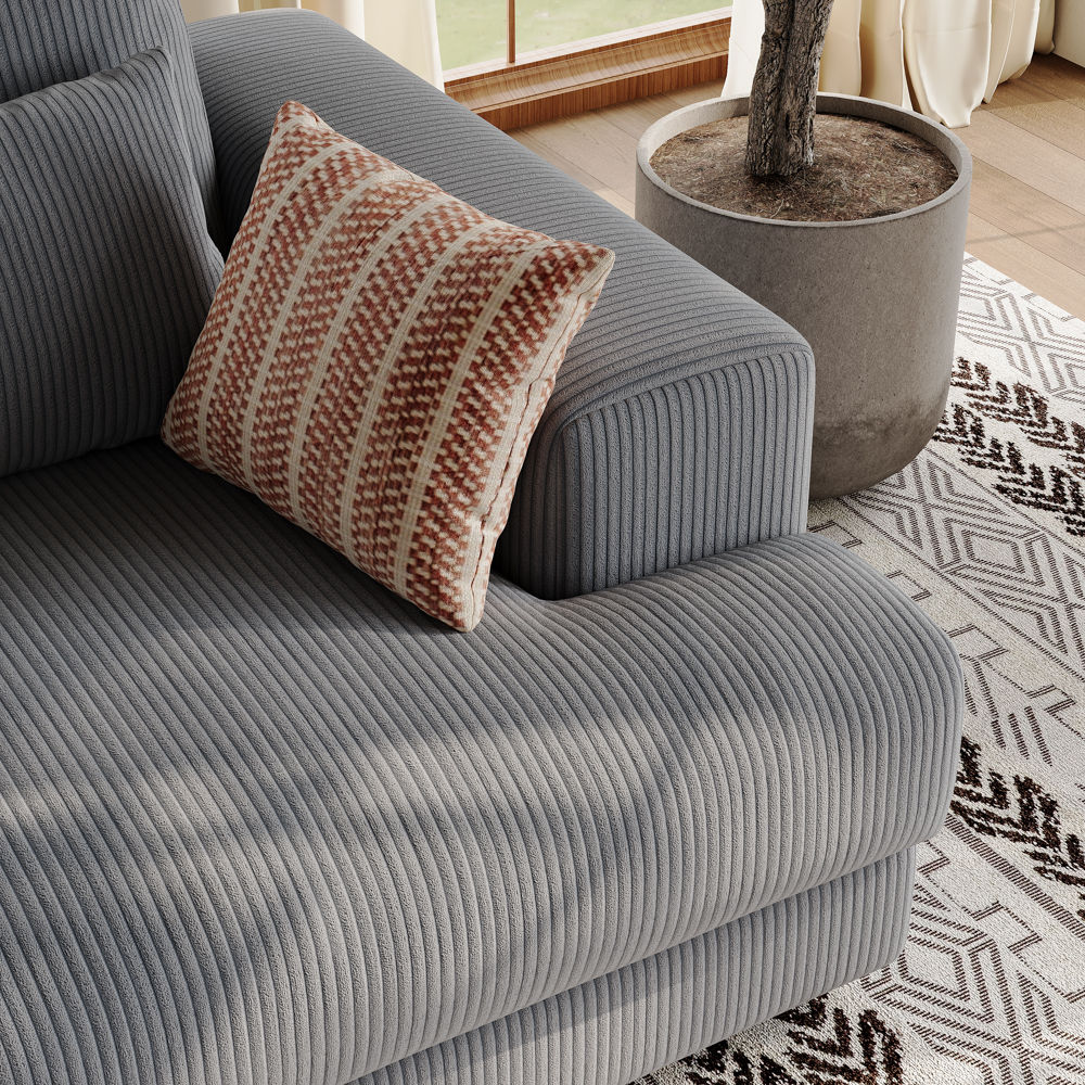 Living Room Gray Corduroy Modular Sofas