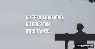 No te guardo odio, no eres tan importante.
