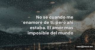 No se cuando me enamore de ti, pero ahí estaba. El amor mas imposible del mundo