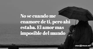 No se cuando me enamore de ti, pero ahí estaba. El amor mas imposible del mundo