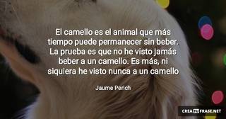 El camello es el animal que más tiempo puede permanecer sin beber. La prueba es que no he visto jamás beber a un camello. Es más, ni siquiera he visto nunca a un camello