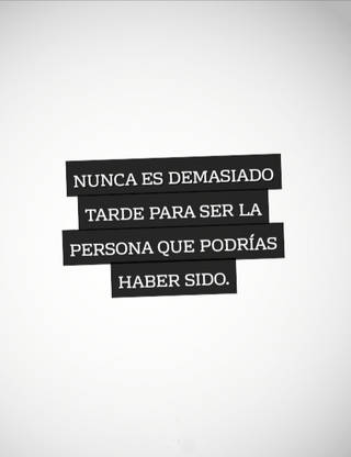 Nunca es demasiado tarde para ser la persona que podrías haber sido.