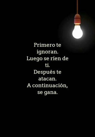 Primero te ignoran.  Luego se ríen de ti.  Después te atacan.  A continuación, se gana.