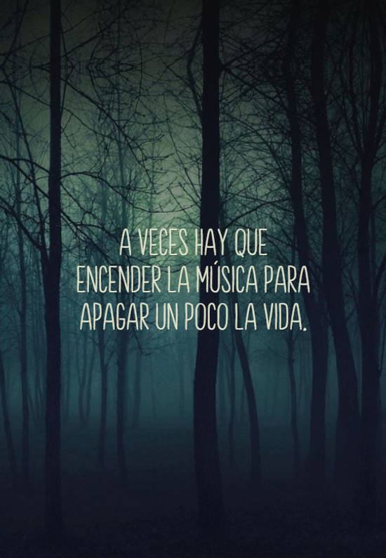 Crea Tu Frase – Frase #418292: A veces hay que encender la música para  apagar un poco la vida.