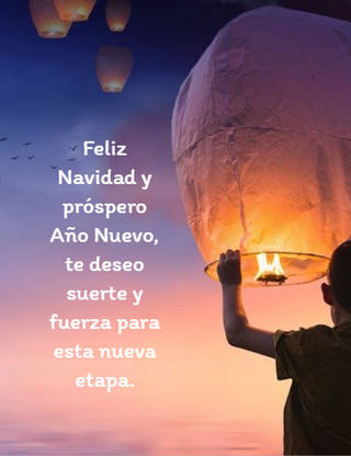 Feliz Navidad y próspero Año Nuevo, te deseo suerte y fuerza para esta nueva etapa.