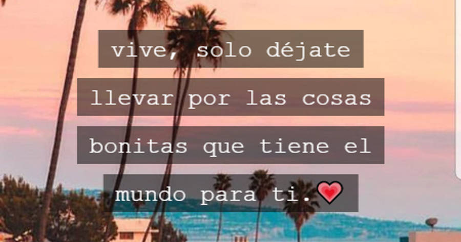 Crea Tu Frase – Frase #470826: vive, solo déjate llevar por las cosas  bonitas que tiene el mundo para ti.?